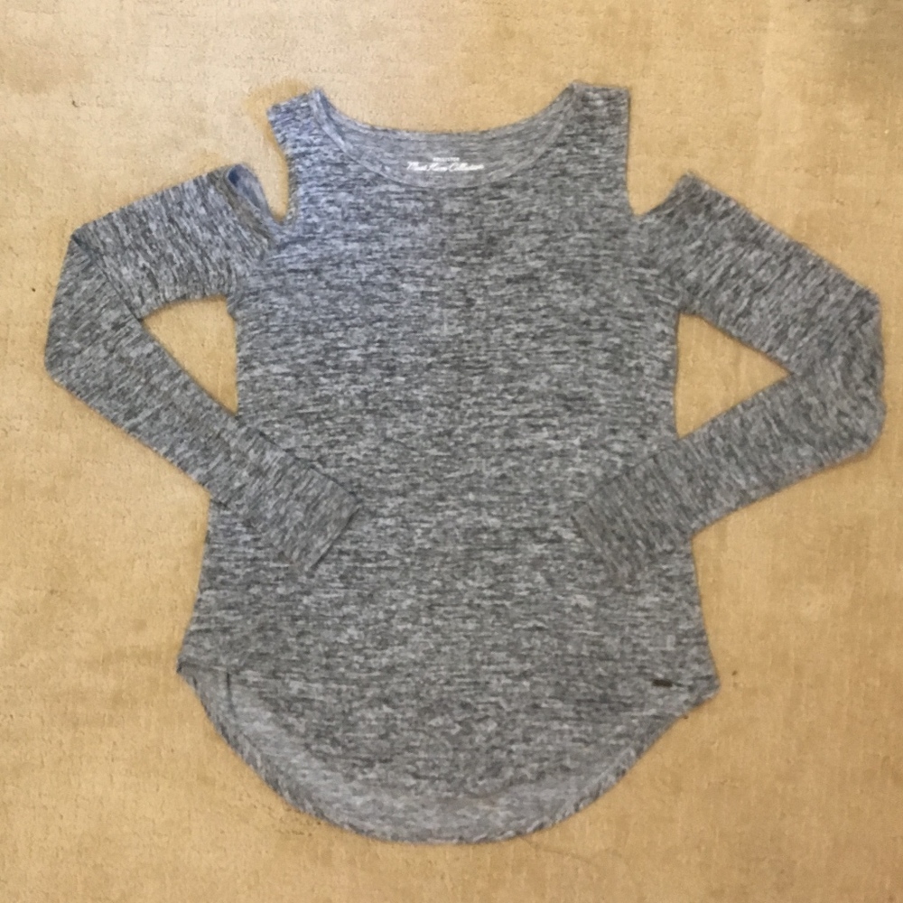 Hollister Long Sleeve Cold Shoulder - Grey - XS